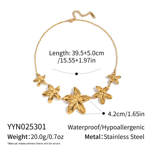 Collier Pendentif Fleur En Acier Inoxydable Étanche Couleur Or (1 Pièce) h5 
