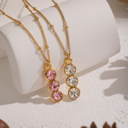Collier pendentif minimaliste incrusté de zircons, 1 pièce