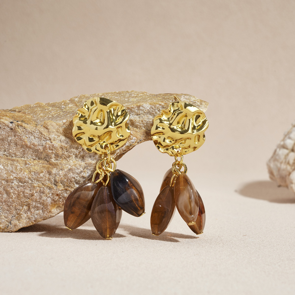 1 Paire De Boucles D'Oreilles Rétro En Perles De Résine Image4