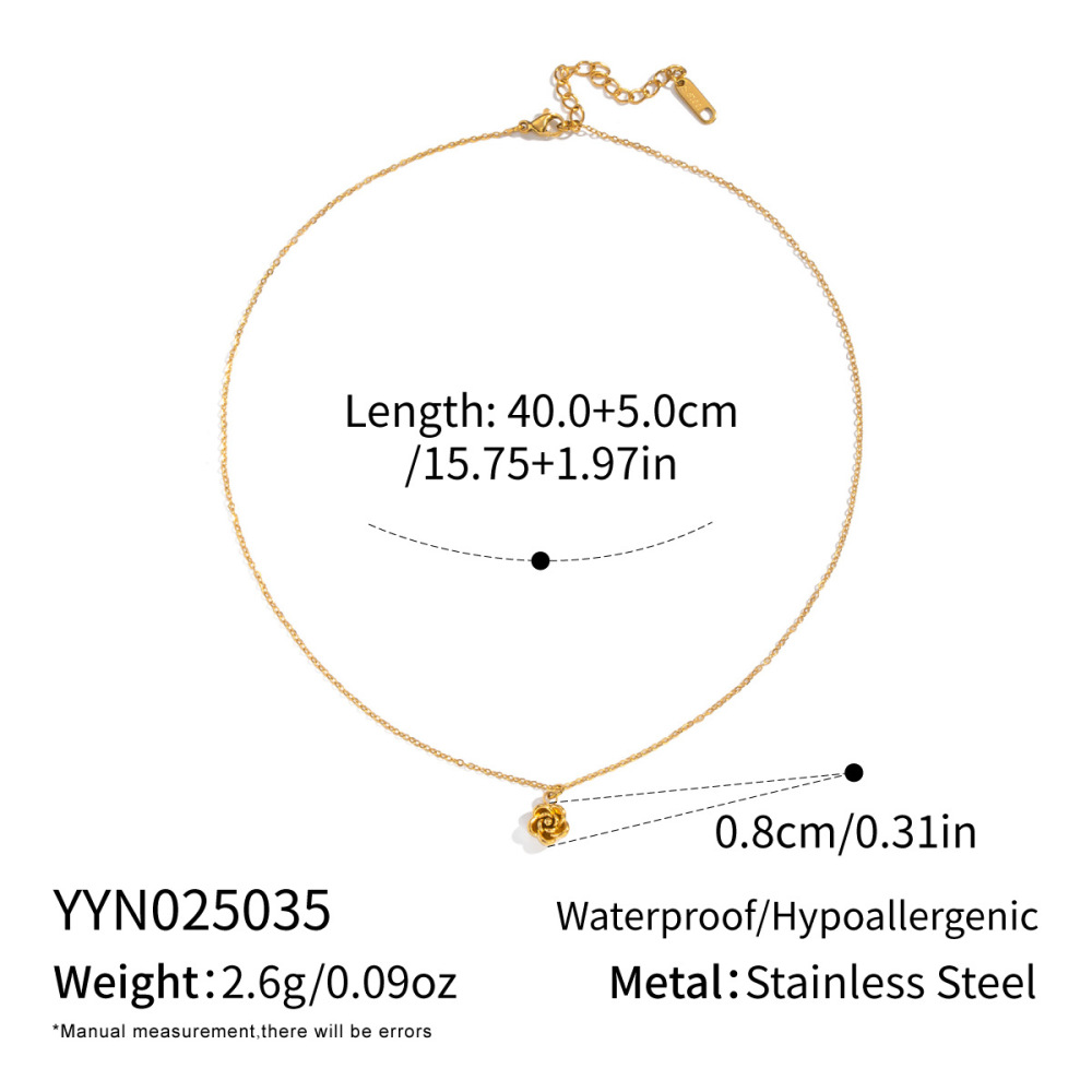 Collier Pendentif En Acier Inoxydable Doré, Étanche, Avec Pendentif En Forme De Fleur Douce