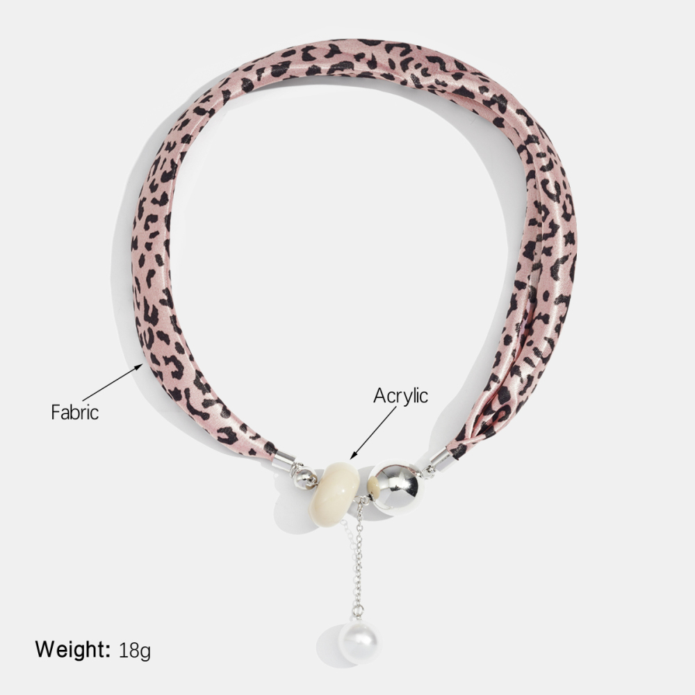 Collier Pendentif En Tissu Léopard Rétro 1 Pièce Image2