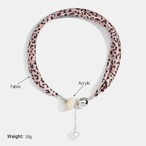 Collier Pendentif En Tissu Léopard Rétro 1 Pièce h5 Image2