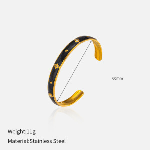 Bracelet Manchette Étanche En Acier Inoxydable Émaillé Doré (1 Pièce) h5 