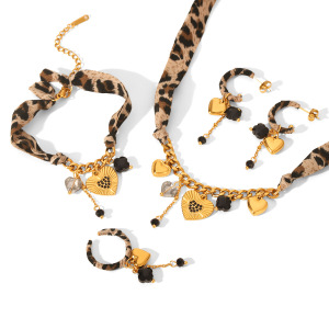 Ensemble De Colliers Pour Femme, 1 Pièce, En Polyester Doré, Strass Et Zircons h5 Image6