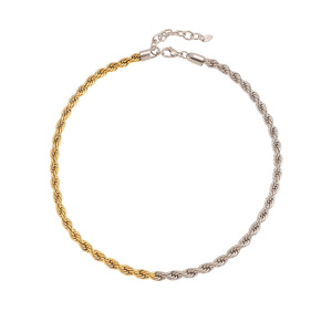 Collier Chaîne Femme En Acier Inoxydable Imperméable, Couleurs Or Et Argent Mélangés (1 Pièce) h5 