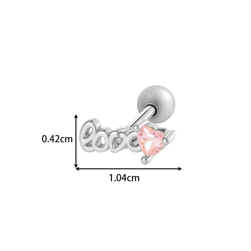 Boucle D'Oreille Piercing En Forme De Cœur En Cuivre Doré Et Zircon Image2