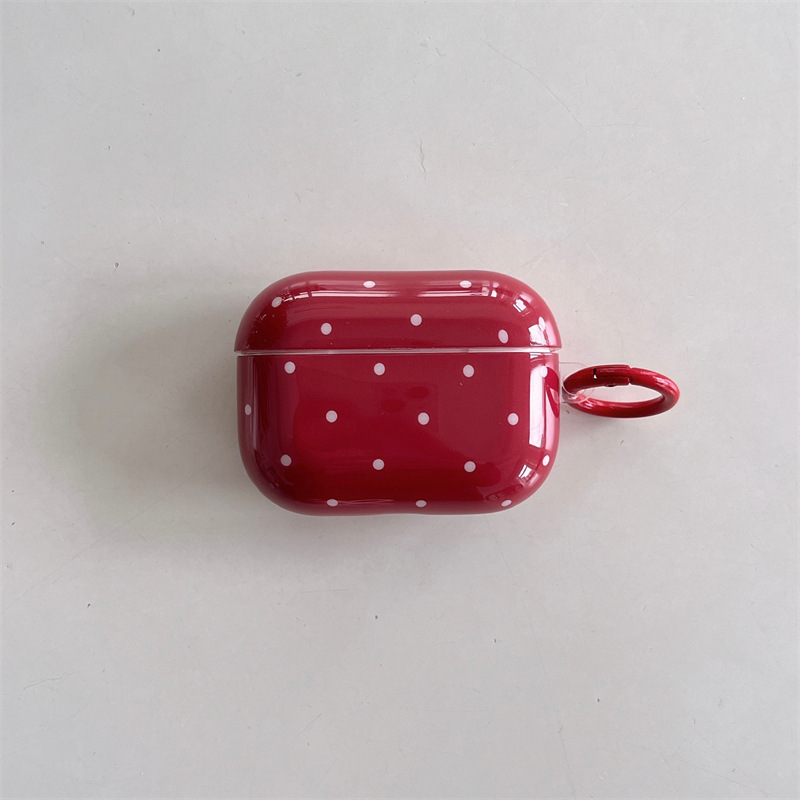 Étui Pour Écouteurs Vintage À Pois Bordeaux Pour Femme, 1 Pièce 