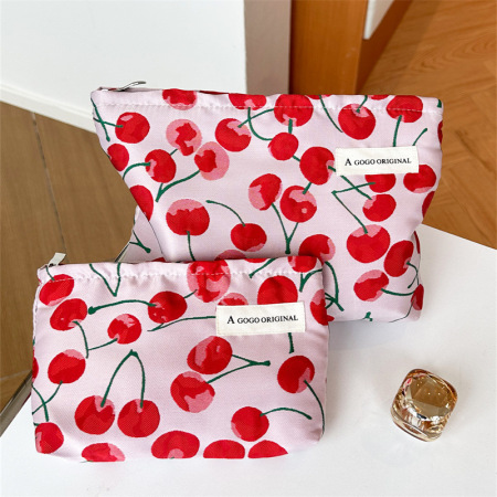 Trousse de maquillage simple pour femme, motif cerise douce, 1 pièce