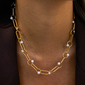 Collier Élégant Pour Femme, En Acier Inoxydable Doré, Avec Chaîne Ronde Et Étanche (1 Pièce) h5 Image3