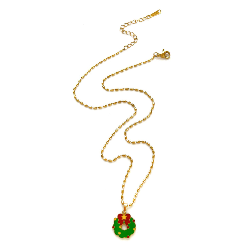 Collier Pendentif De Noël En Acier Inoxydable Étanche Couleur Or (1 Pièce) Image6
