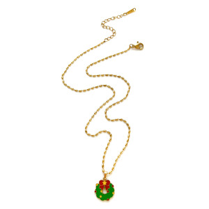 Collier Pendentif De Noël En Acier Inoxydable Étanche Couleur Or (1 Pièce) h5 Image6