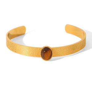 Bracelet Jonc Luxueux Pour Femme, De Forme Irrégulière, En Acier Inoxydable, Étanche, Couleur Or (1 Pièce) h5