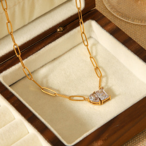 Collier Pendentif Femme Luxueux En Acier Inoxydable Imperméable Avec Zircon, De Forme Irrégulière (1 Pièce) h5 Image5