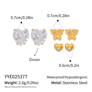 1 Paire De Boucles D'Oreilles En Acier Inoxydable Doré Imperméable Avec Zircon. h5