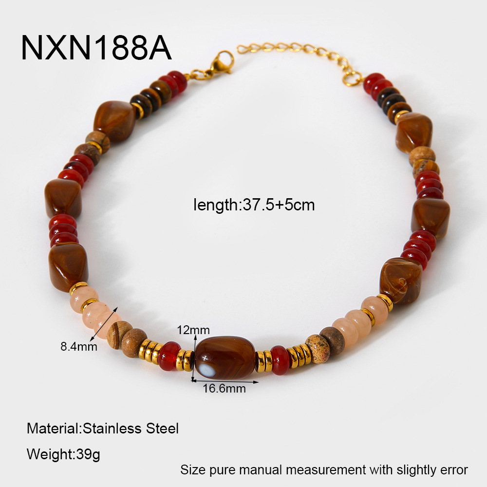 Collier De Perles Acryliques Dorées Pour Femme, 1 Pièce