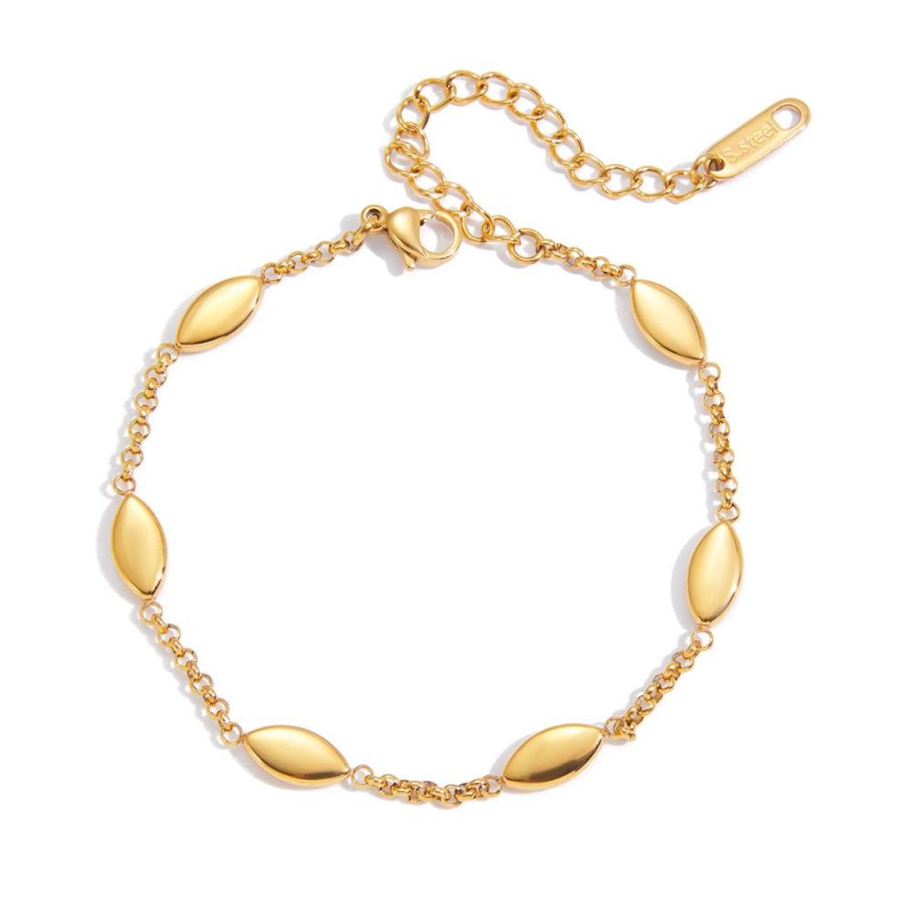 Bracelet Minimaliste En Forme De Feuille, En Acier Inoxydable Étanche, Couleur Or, Pour Femme (1 Pièce).