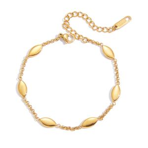 Bracelet Minimaliste En Forme De Feuille, En Acier Inoxydable Étanche, Couleur Or, Pour Femme (1 Pièce). h5