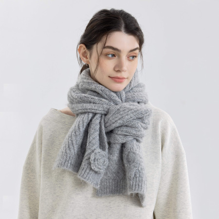 1 écharpe d'hiver en polyester à fleurs magnifiques pour femme