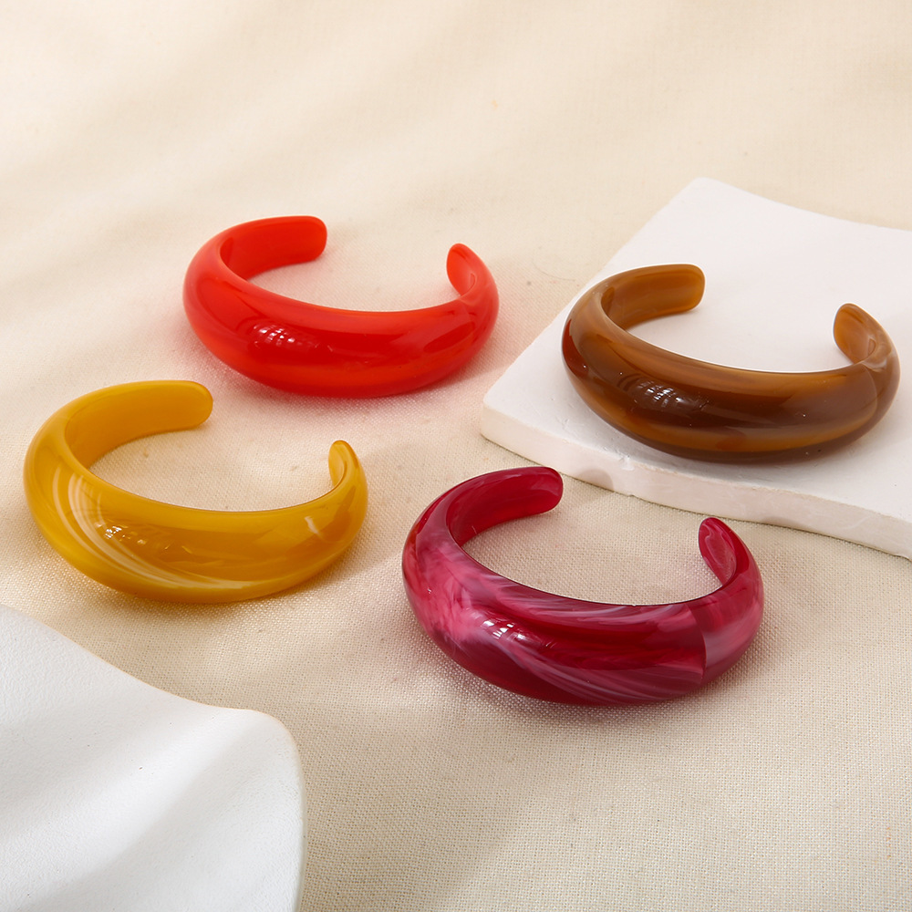 Bracelet Manchette Rétro Dégradé De Couleur En Résine Pour Femme, Série Simple, 1 Pièce Image3