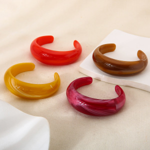 Bracelet Manchette Rétro Dégradé De Couleur En Résine Pour Femme, Série Simple, 1 Pièce h5 Image3