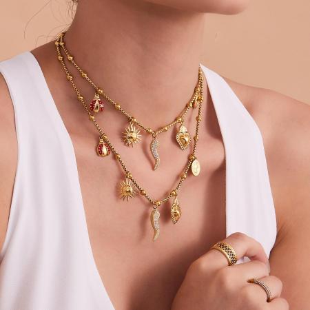 Collier pendentif femme luxueux en acier inoxydable couleur or, motif poivre, 1 pièce
