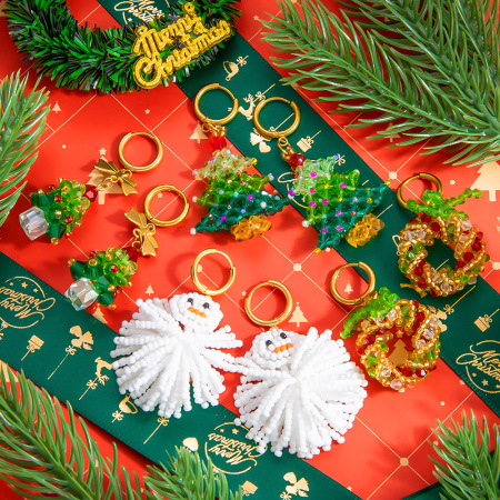 Boucles d'oreilles pendantes pour femme, motif plante de Noël classique, en acier inoxydable étanche (1 paire)