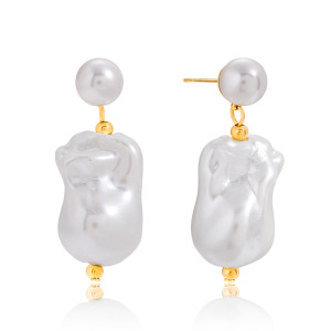 1 Paire De Boucles D'Oreilles Pendantes Élégantes Pour Femme, En Acier Inoxydable Imperméable, De Forme Irrégulière Et De Couleur Dorée. h5