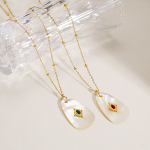 Collier Élégant Avec Pendentif En Pierres Naturelles De Forme Irrégulière Pour Femme, 1 Pièce h5 Image2