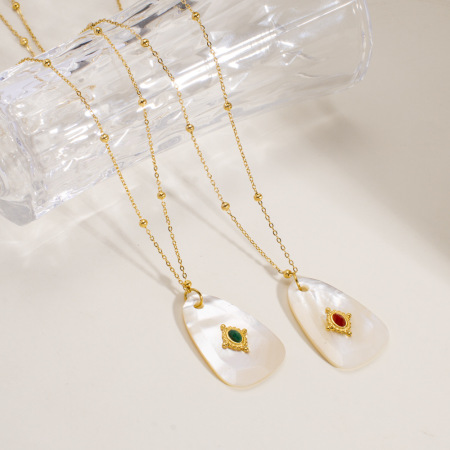 Collier élégant avec pendentif en pierres naturelles de forme irrégulière pour femme, 1 pièce 2