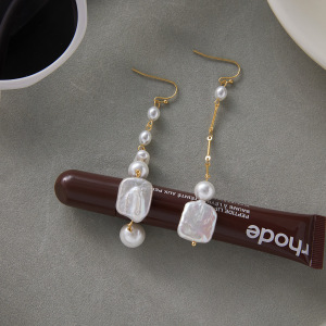Boucles D'Oreilles Pendantes Élégantes Pour Femme, En Acier Inoxydable Doré, Imperméables, Ornées De Perles (1 Paire). h5 Image5