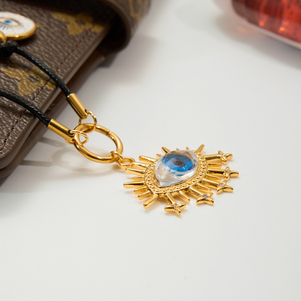 Collier Pendentif Œil De Diable Personnalisable En Acier Inoxydable Étanche Couleur Or (1 Pièce) Image4