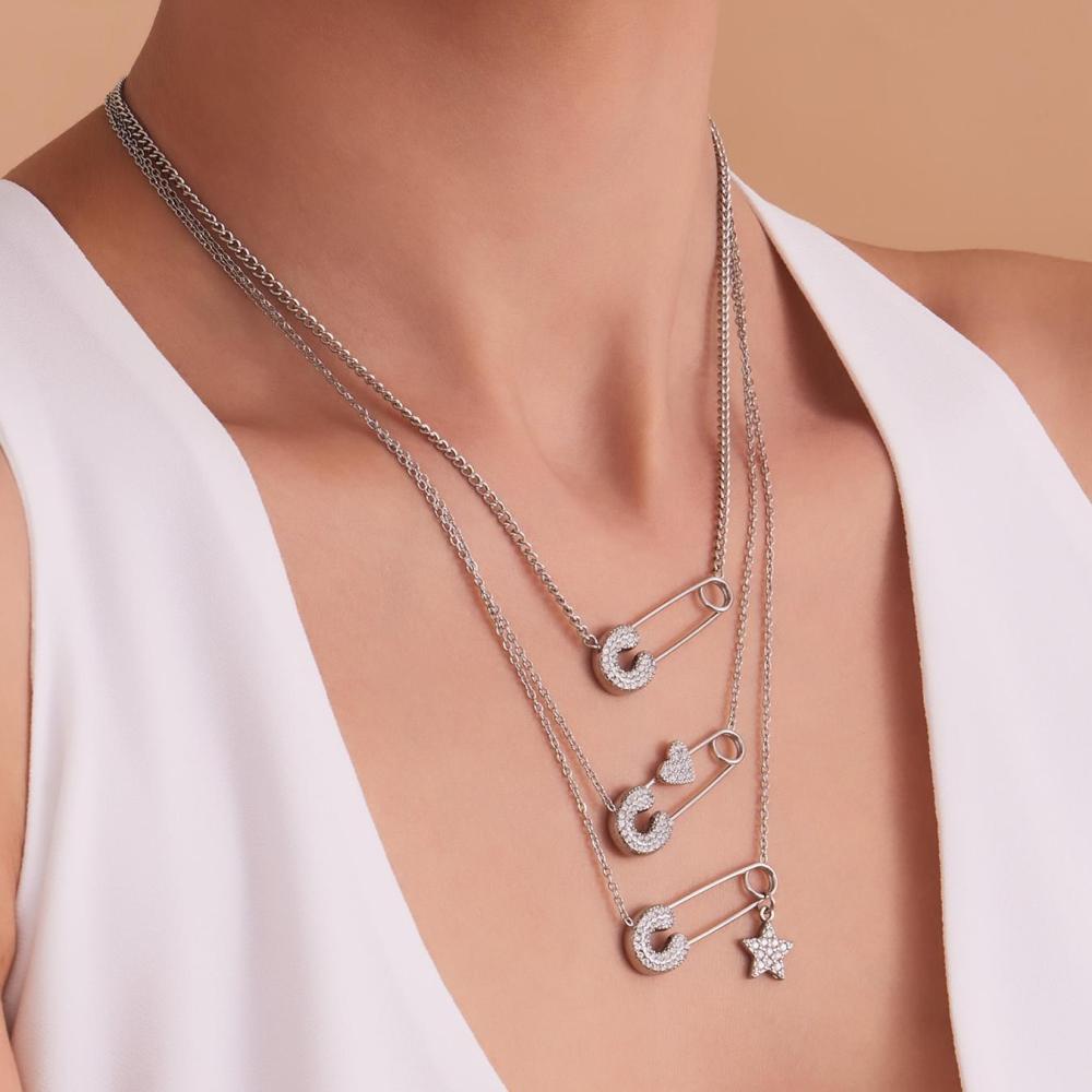 Colliers Pendentifs Pour Femmes Avec Trombone Quotidien En Acier Inoxydable Étanche Couleur Or Image2