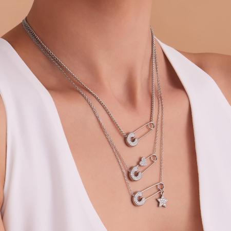 Colliers pendentifs pour femmes avec trombone quotidien en acier inoxydable étanche couleur or 2
