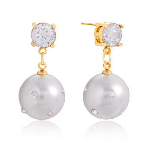 1 Paire De Boucles D'Oreilles Pendantes Élégantes Pour Femme, En Acier Inoxydable Doré, Étanches. h5 