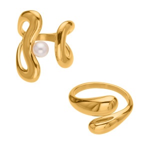 Bague Classique De Forme Irrégulière En Acier Inoxydable, Étanche, Couleur Or h5 Image6
