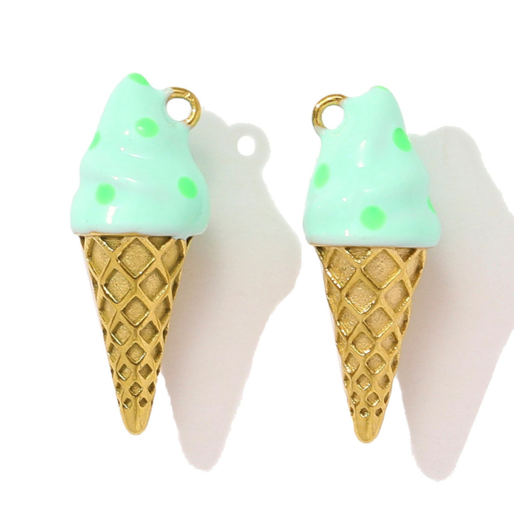 Pendentif Femme En Acier Inoxydable Doré, Étanche, Motif Gourmandises (1 Pièce)