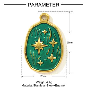 Pendentif Femme En Acier Inoxydable, Couleur Or, Imperméable, Orné D'Une Plante Naturelle (1 Pièce) h5 Image2