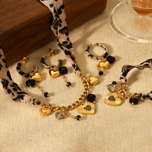 Ensemble De Colliers Pour Femme, 1 Pièce, En Polyester Doré, Strass Et Zircons h5 Image5