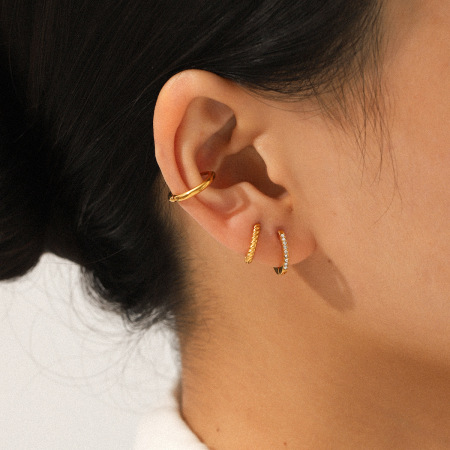 1 paire de boucles d'oreilles créoles rondes en acier inoxydable étanche couleur or 2