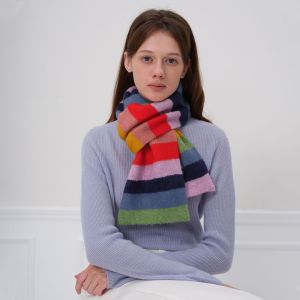 1 Écharpe D'Hiver En Polyester À Rayures Vogue Pour Femme h5 Image2