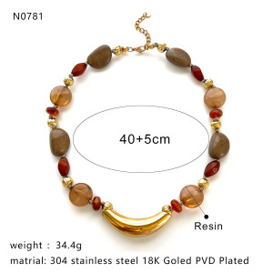 Collier De Perles En Résine Et Pierre Naturelle, 1 Pièce h5 Image2