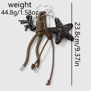 1 Pièce De Breloque De Sac En Cuir À Imprimé Léopard Et Étoile Avec Nœud Papillon h5 Image2