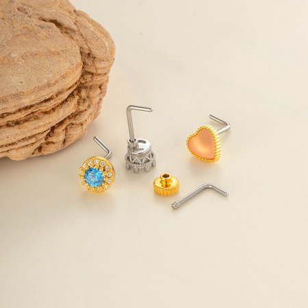 1 pièce de piercing de nez en zircon couleur cuivre doré 2