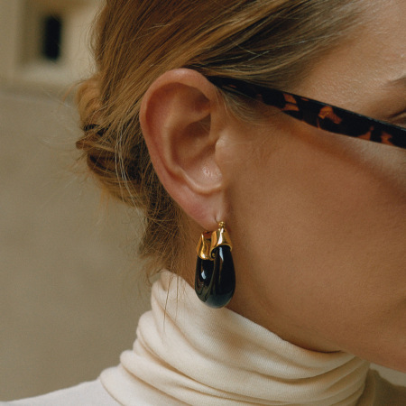 1 paire de boucles d'oreilles créoles rétro en résine dégradé de couleurs pour femme