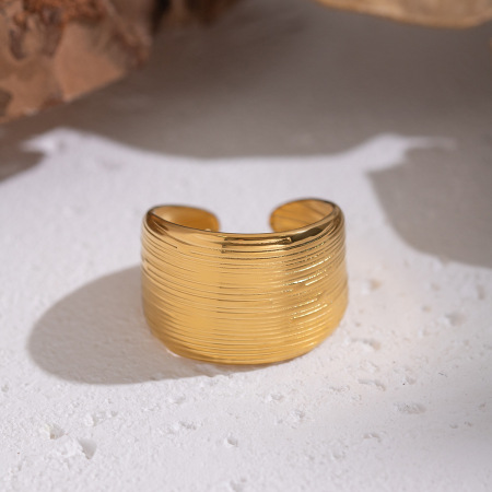 Bague minimaliste en acier inoxydable doré, étanche, 1 pièce 2