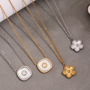 Ensembles De Bijoux Pour Femmes En Acier Inoxydable, Couleur Or, Avec Motif Floral Simple h5 Image5