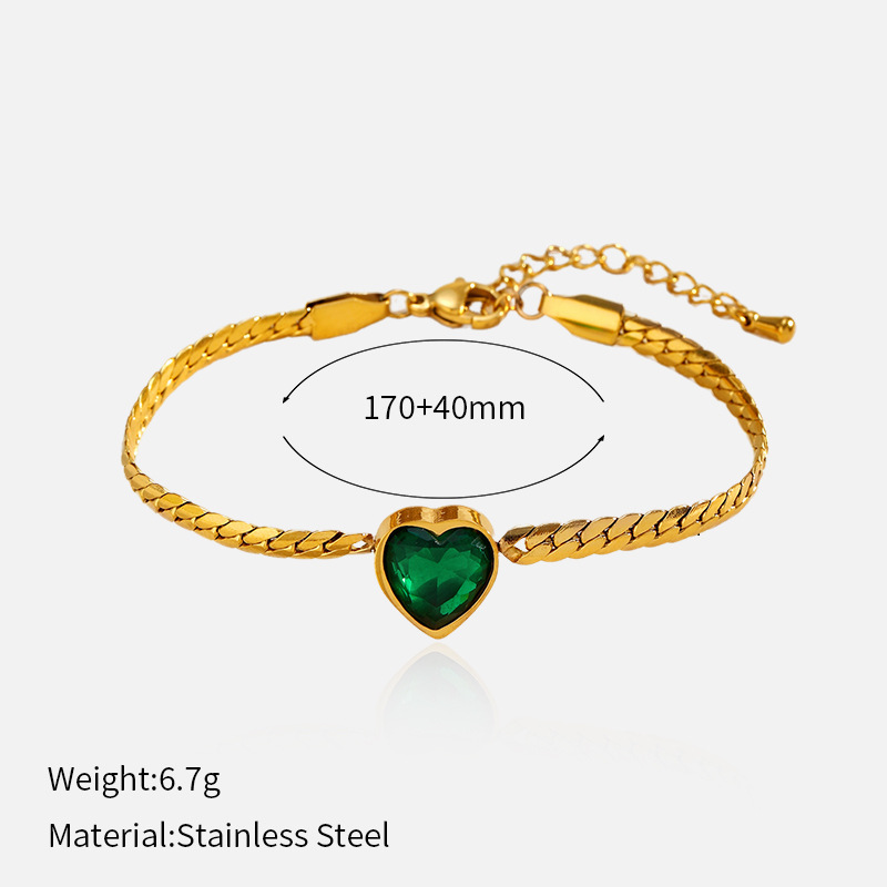 Bracelet À Breloques En Acier Inoxydable Doré, Étanche, En Forme De Cœur (1 Pièce)
