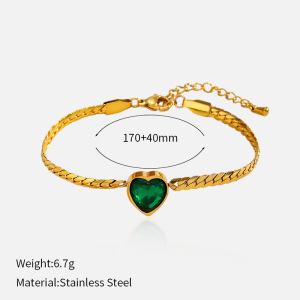 Bracelet À Breloques En Acier Inoxydable Doré, Étanche, En Forme De Cœur (1 Pièce) h5