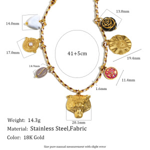 Collier Pendentif Femme Étanche En Acier Inoxydable, Motif Animal, Collection Ethnique (1 Pièce) h5 Image4