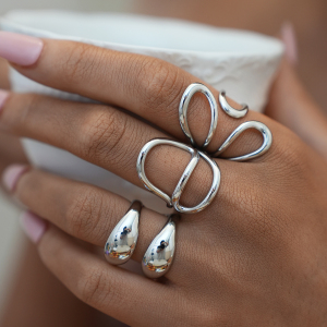 Bague Femme Simple, Forme Irrégulière, Acier Inoxydable, Couleur Or, Étanche. h5 Image2